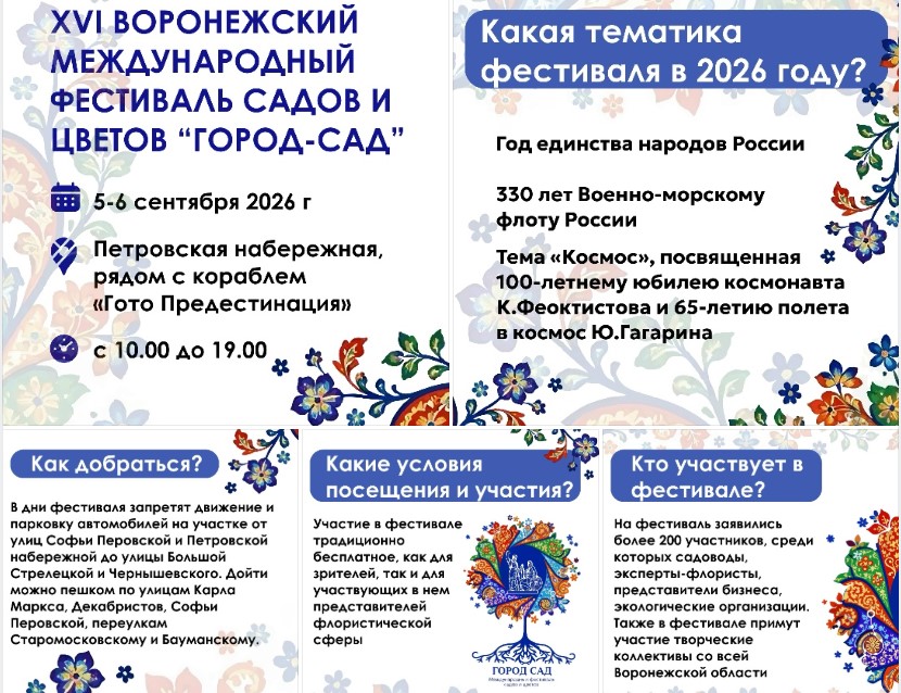 Власти региона анонсировали проведение XVI фестиваля «Город-Сад»: программа, участники и меры безопасности